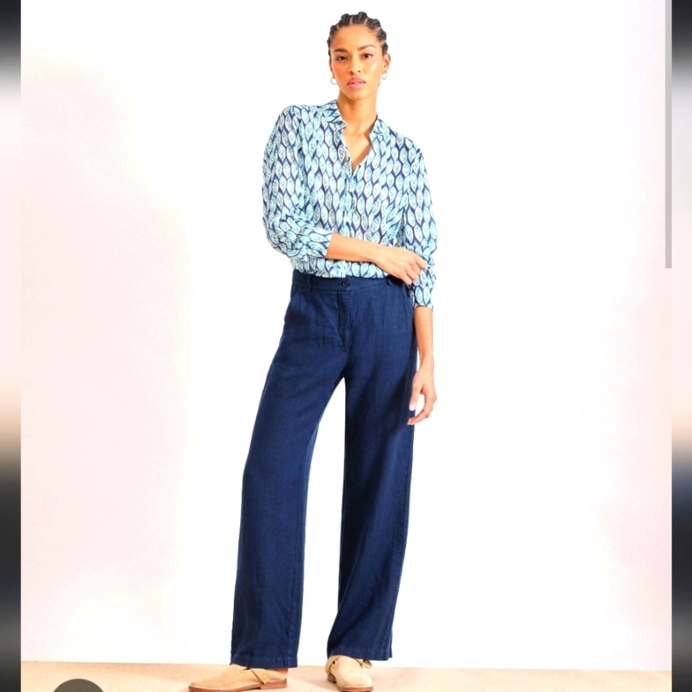 Sezane Linen Blend Trouser Blue 6